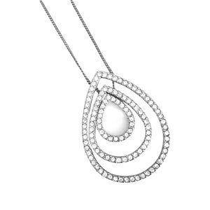 Monet Triple Teardrop Rhinestone Pendant Chain Necklace Silver